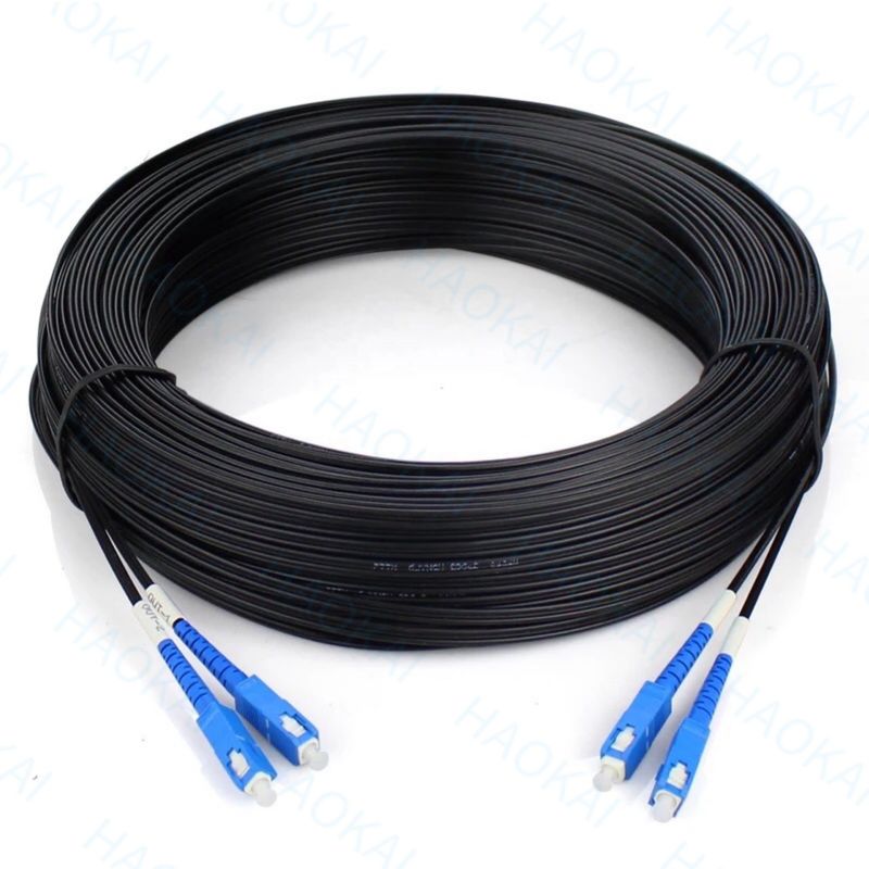 外部 FTTH パッチコード 2コア スチールワイヤドロップ 光ファイバーケーブル 2SC-2SC接続